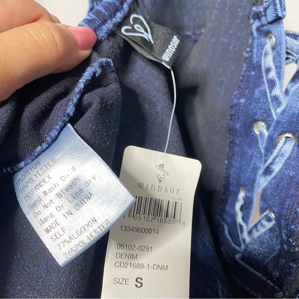 Windsor Denim Lace-Up Mini Dress • S - Picture 8 of 8